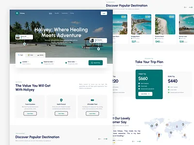 Landing Page Web Design about Travel Vacation ✨ branding design figma landingpage like tour website tourism travel travel landingpage travel web trip trip landing page trip website ui vacation vacation website web web design webdesign