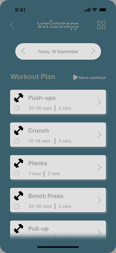 Workout app daily ui 062