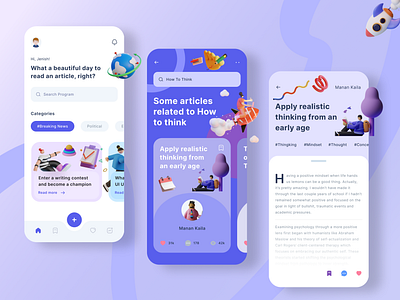Daily Reading & Article App — Case Study figma interactive design mobile app mobile app design ui graphics uiux prototyping user flow ux ui