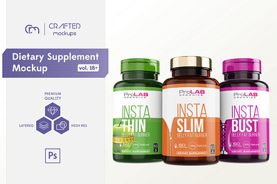 Dietary Supplement Mockup v. 1B Plus amber bottle amber jar mockup black bottle bottle mockup dietary supplement bottle medicine bottle medicine bottle mockup nutrition bottle mockup pills bottle premium mockup product mockup silver cap silver lid white bottle