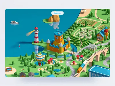 Lurnex - city animation 3d animation blockchain branding city game icon identity illustration isometric landing page motion motion graphics render social ui video web design web3