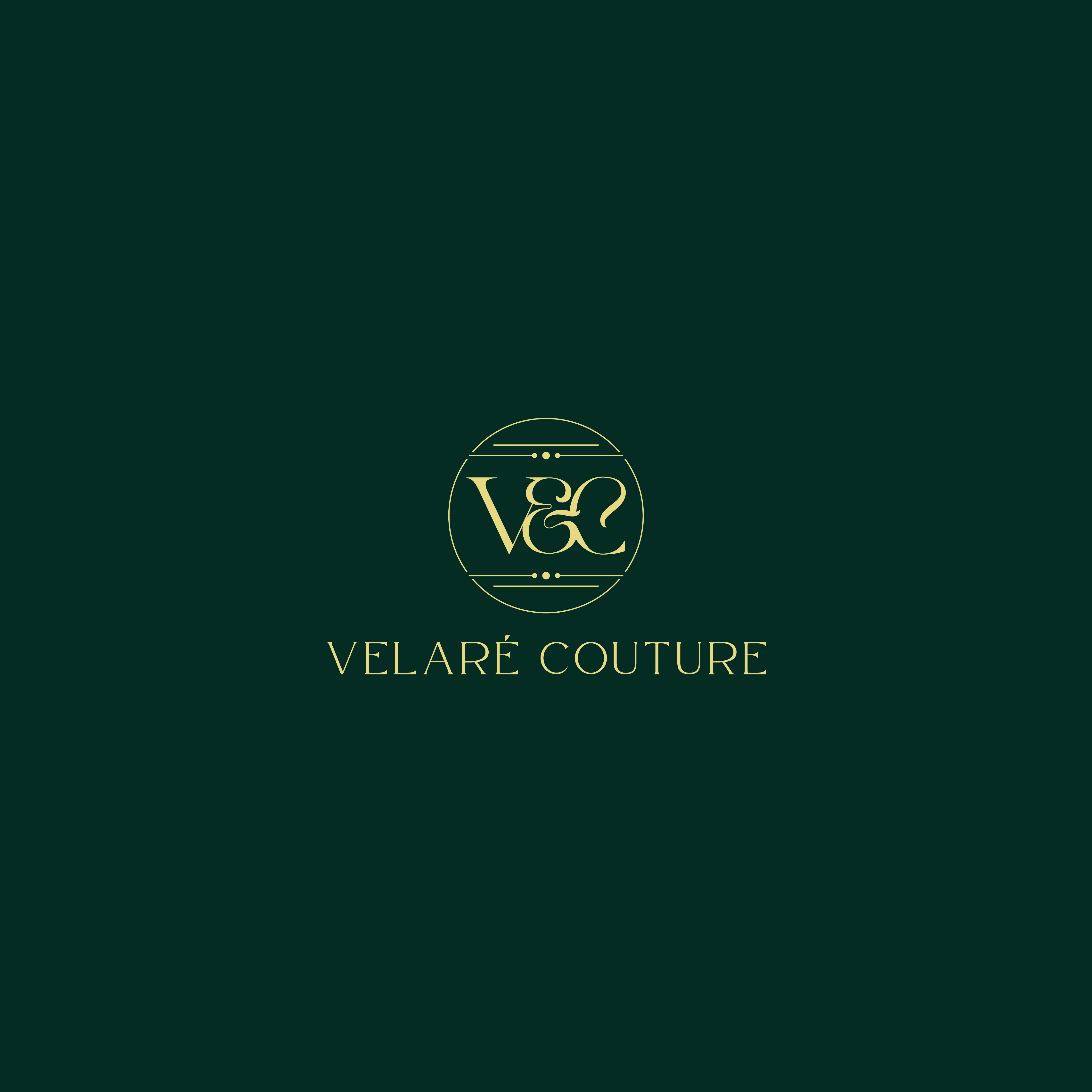 Timeless Fashion logo of Velare Couture brand brand identity design brand style guide branding clothing clothing logo creative logo dark green fashion logo identity logo logo branding logo design minimalist logo solid color timeless logo