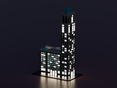 Book Tower - Dark 3d blender book building c4d cycles dark design illustration render rendering skyscraper tower