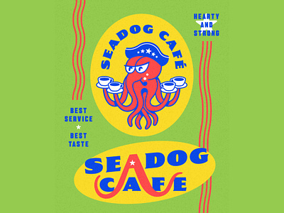 Seadog Café character designer coffee design graphics logo mascot octopus type modification typography