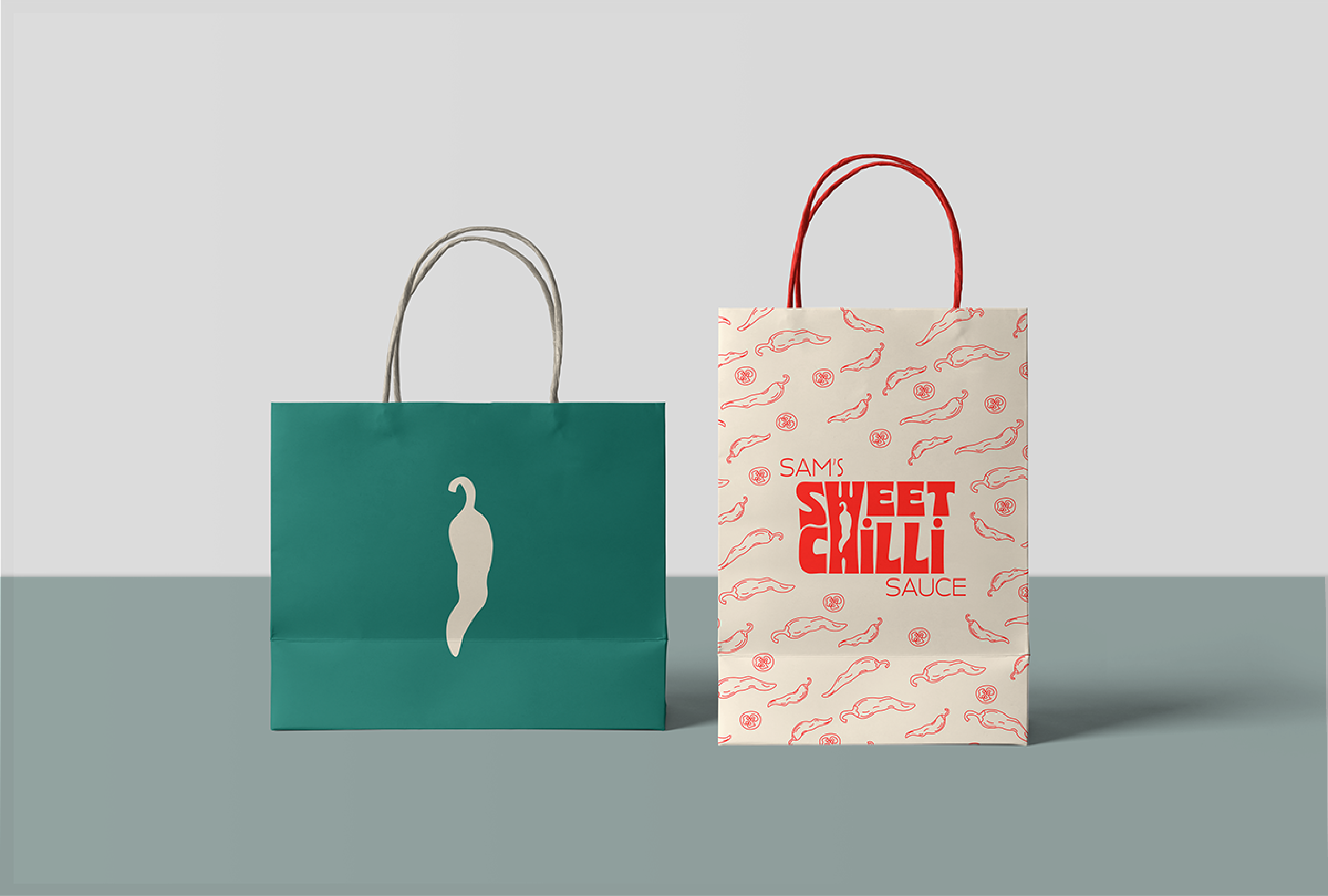 Sams Sweet Chilli Sauce Packaging bold brand identity branding colourful design giftbags graphic design illustration logo merchandise modern packaging pattern design print pattern vector