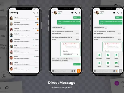 Daily UI Challenge #013 - Direct Message chat chatting daily ui challenge direct message file transfer friends messaging share files ui ui design ux design
