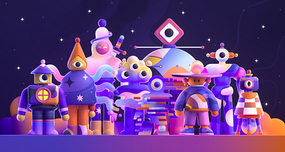 Colorful 3D Characters 2d 3d characters colors graphic illustration shape