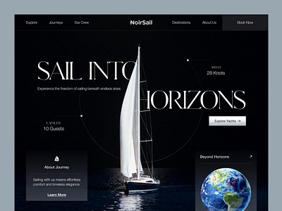 NoirSail - Yacht Booking Website Design boats figma landing page sailing service ui ux water sports web web layout website yatching