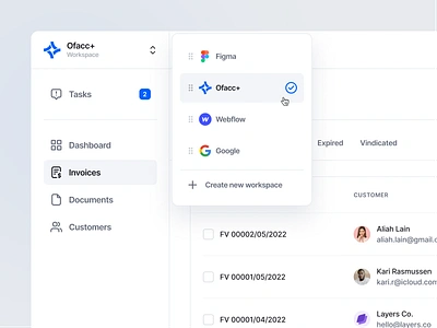 Workspace - Accounting Web App account active adjust app application change changing design details hover modal modern popup switch ui ui design ux vibrant workspace