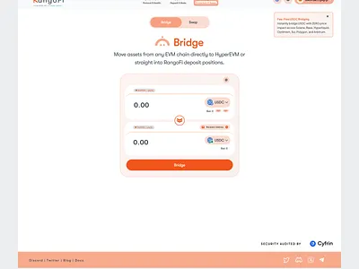 Rangofi: Bridge assets from Evms to HyperEvms blockchain crypto defi design ui