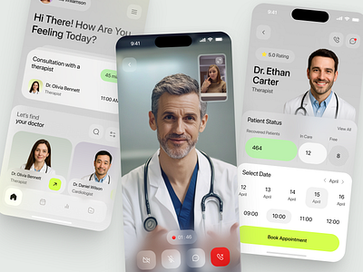 Doctor Appointment Booking App – Telehealth & Therapy Mobile UI app design application design design interface ios app design mobile app product service startup ui ux