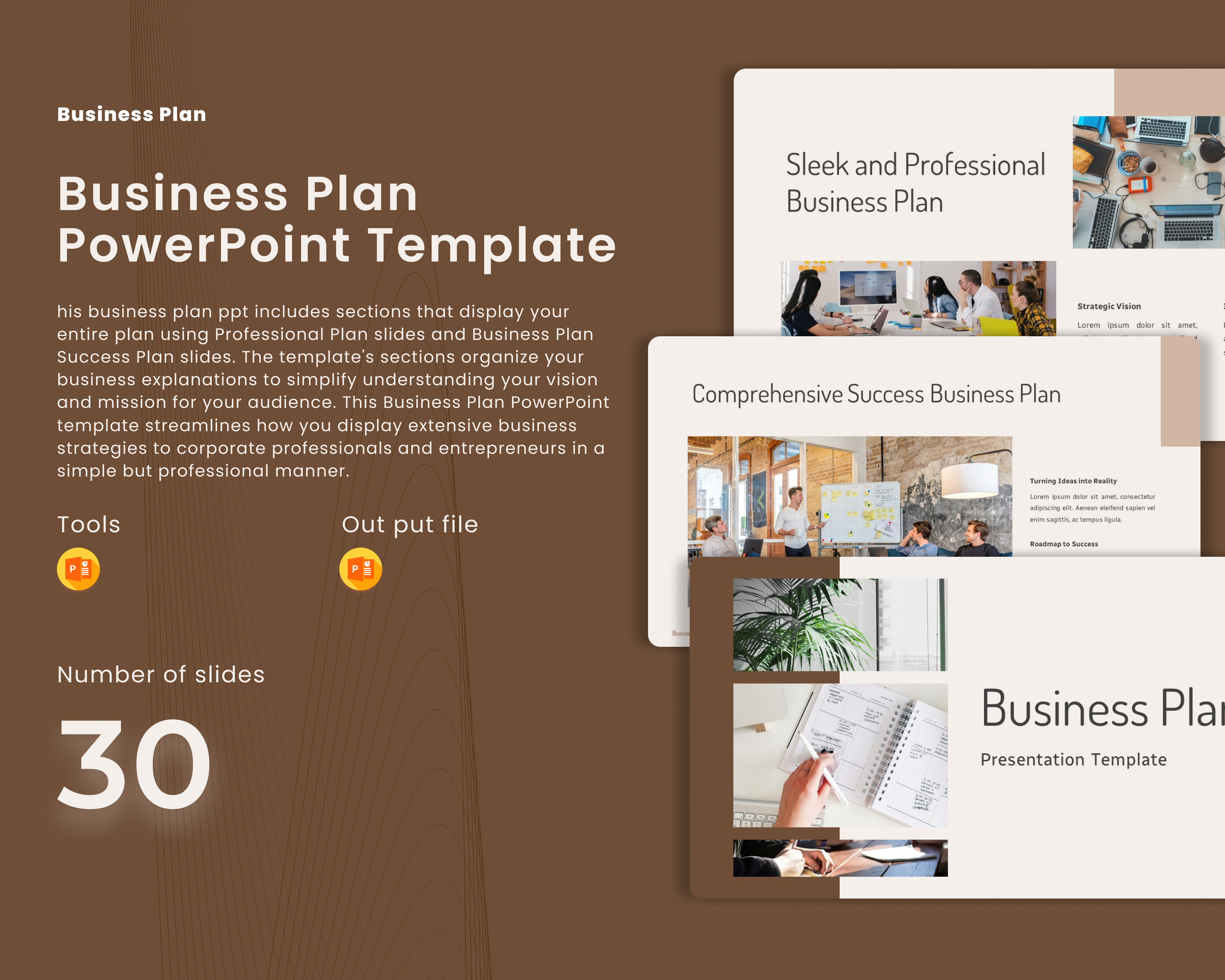 Business Plan PowerPoint Template — 30-Slide Modern Deck branding graphic design logo powerpoint startup business plan