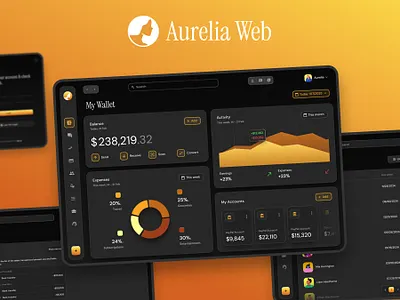 Aurelia Web - Wallet dashboard app UI kit ai chat analytics chart generator chat bot dark mode dashboard ui graph premium ui kit recipients records saas save money send payment ui wallet ui web ui