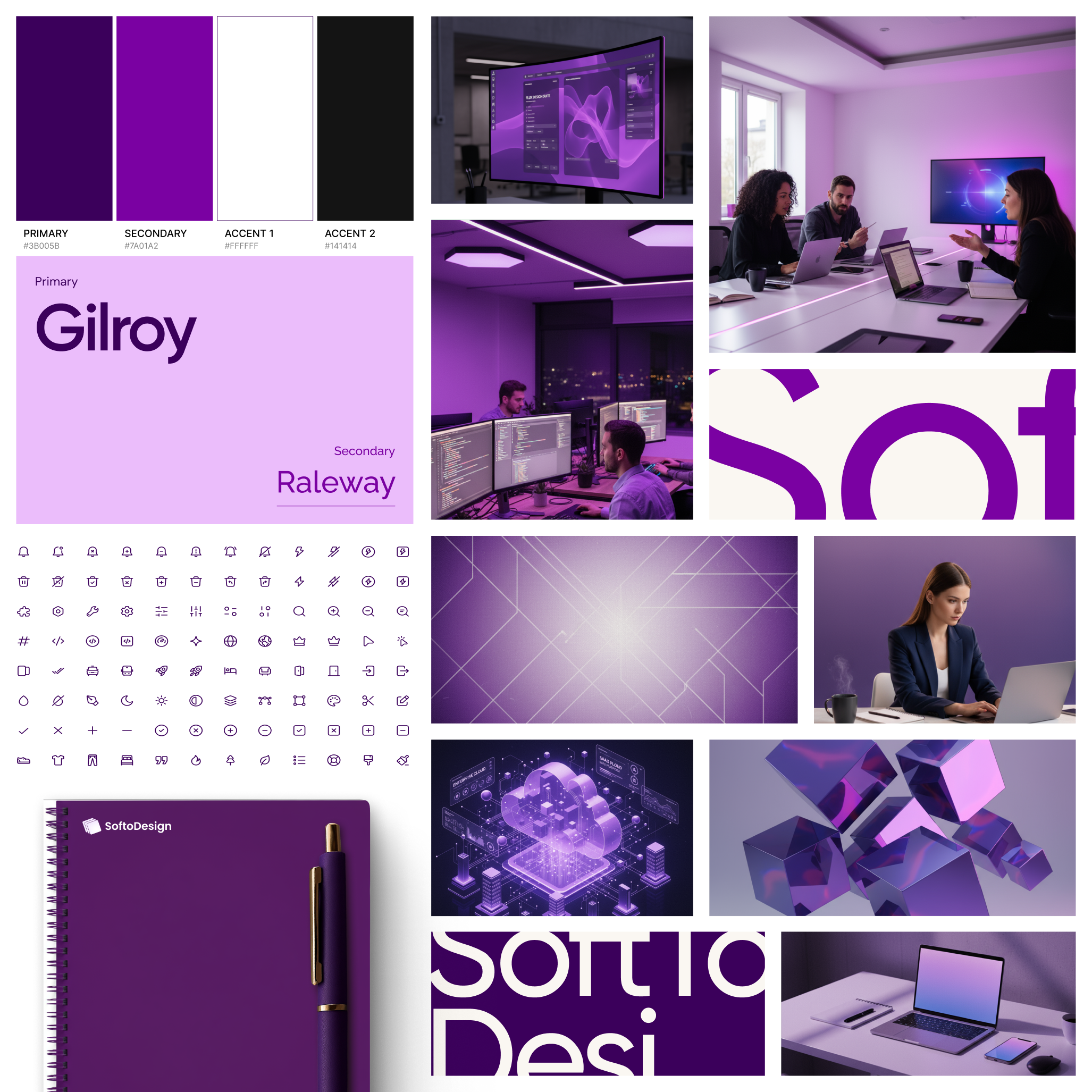 Purple-Themed Moodboard: Bold Designs with Gilroy & Raleway Typo craxinno craxinnotechnologies creativedesign design figma design futuristicdesign gilroyfont graphic design illustration modernaesthetic moodboard moodboard design purpledesign ralewayfont software development techdesign typography ui uiux