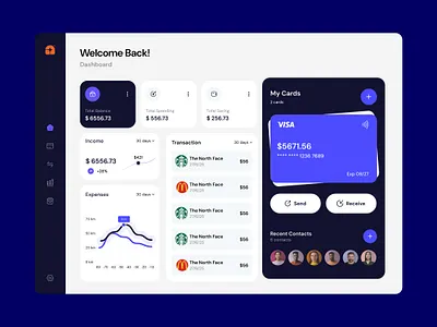 Modern Finance Dashboard UI – Banking, Cards & Expense Tracking transaction history design