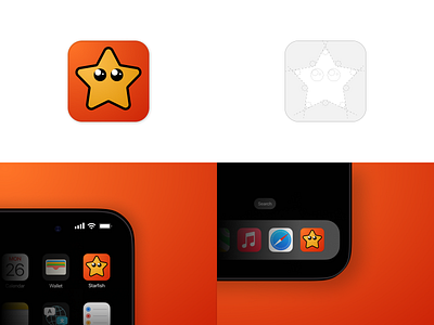 Playful Starfish App Icon app branding app icon bold outline flat icon geometric icon ios app icon mascot logo minimal logo mobile app design playful design star icon starfish