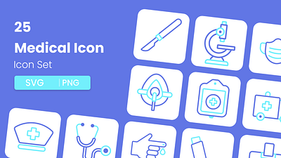 Medical Icon Pack — 25 SVG & PNG Icons for Healthcare Projects graphic design iconpack icons iconsets illustration medical icons