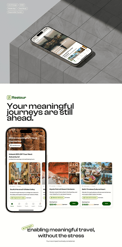 Restour Travel App - Case Study app design ui ux