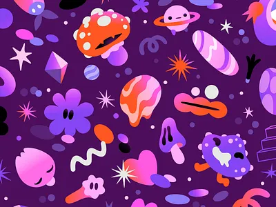 Pattern abstract branding cartoon character concept design illustration mushroom pattern zutto