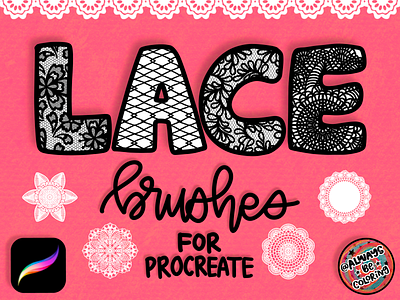 Procreate Lace Brush Set alwaysbecoloring branding design font graphic design illustration logo procreate typography