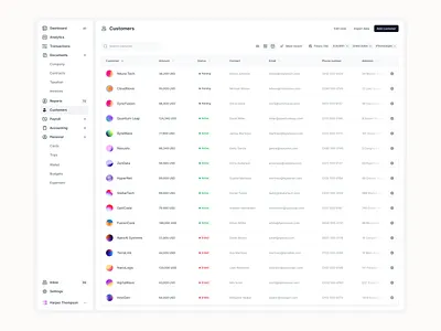 Customer List app design app design ui design app layout list table ui design ux layout