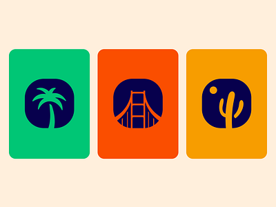 Touring California badges cactus golden gate illustration illustrator miguelcm palm scene stamps