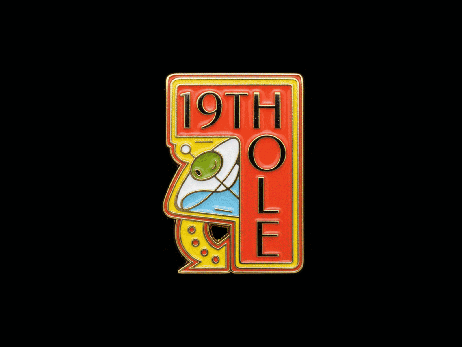 19th hole – ball marker / enamel pin design process enamel pin illustration lettering merch print process sketch typography