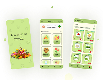 Grocery Shop App Ui - Farm to Home admin app app ui branding design groceries app grocery app new design new ui online shopping ui ux vector vegetable app vegetables