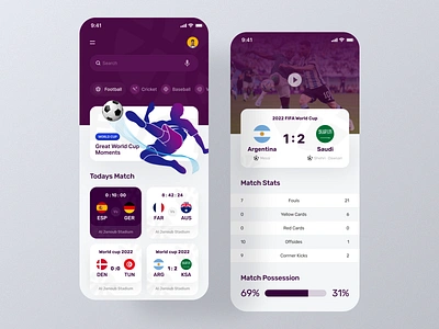 Live Score - Mobile App app basketball design fifa fifa app filllo football football app live score livescore minimal design mobile player sc score scoreboard sports tournament ui ux