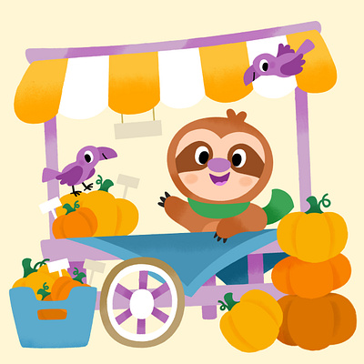 Pumpkins for sale! 🍂 🍁 animals art autumn cute fall halloween illustration illustrator kids pumpkins toddler