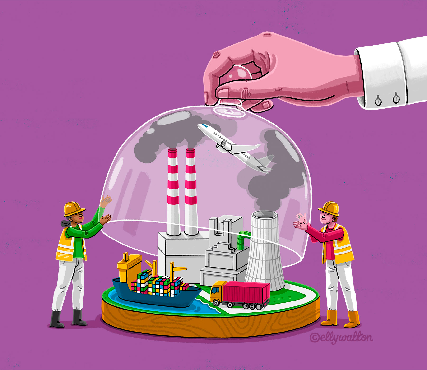 German Environment Agency: Campaign Illustrations advertising illustration c02 editorial illustration emissions engineering glass dome illustration infrastructure