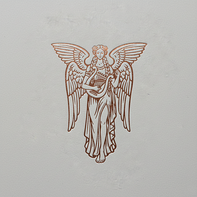 Muse angel beauty branding design grace graphic design hair harp icon illustration logo logo design lyra muse music myths vector wings woman
