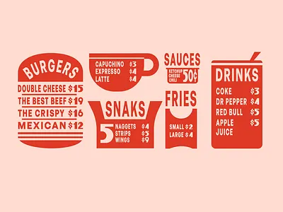 menu concept branding burger design fastfood graphic design illustration logo logotype menu motion graphics poster vector
