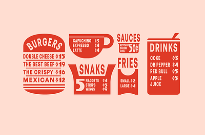 menu concept branding burger design fastfood graphic design illustration logo logotype menu motion graphics poster vector