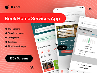 Book Home Services Mobile App Ui app app uiux booking app cleaning app electrician app graphic design home care app home cleaning app home maintance app home services house repair app mobile plumber app screen service finder services app services marketplace services scheduling task booking ui