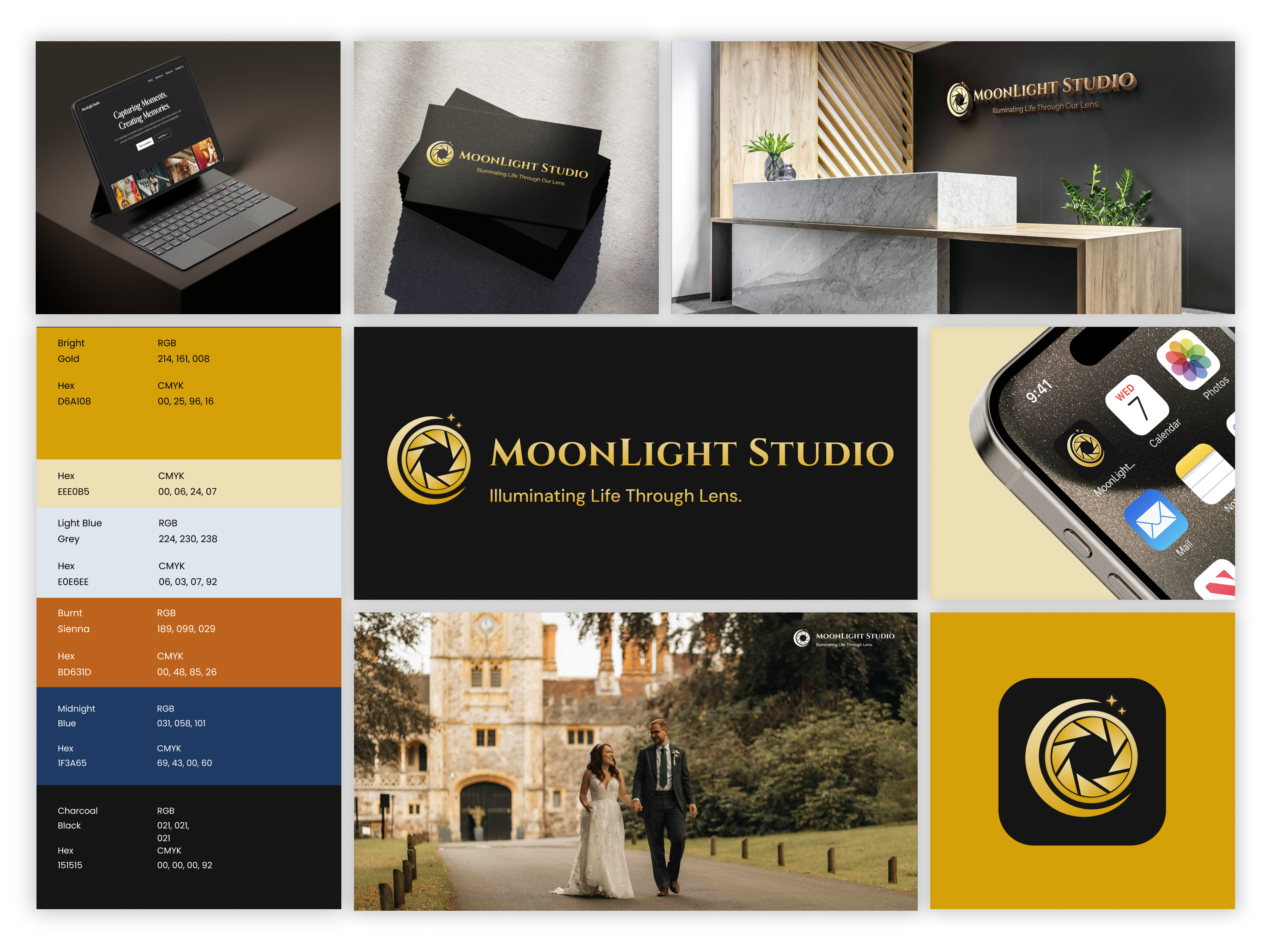 Moonlight Studio Branding branding designusagency graphic design illustration lens logo logodesign marriagestudio photography photographystudio ui