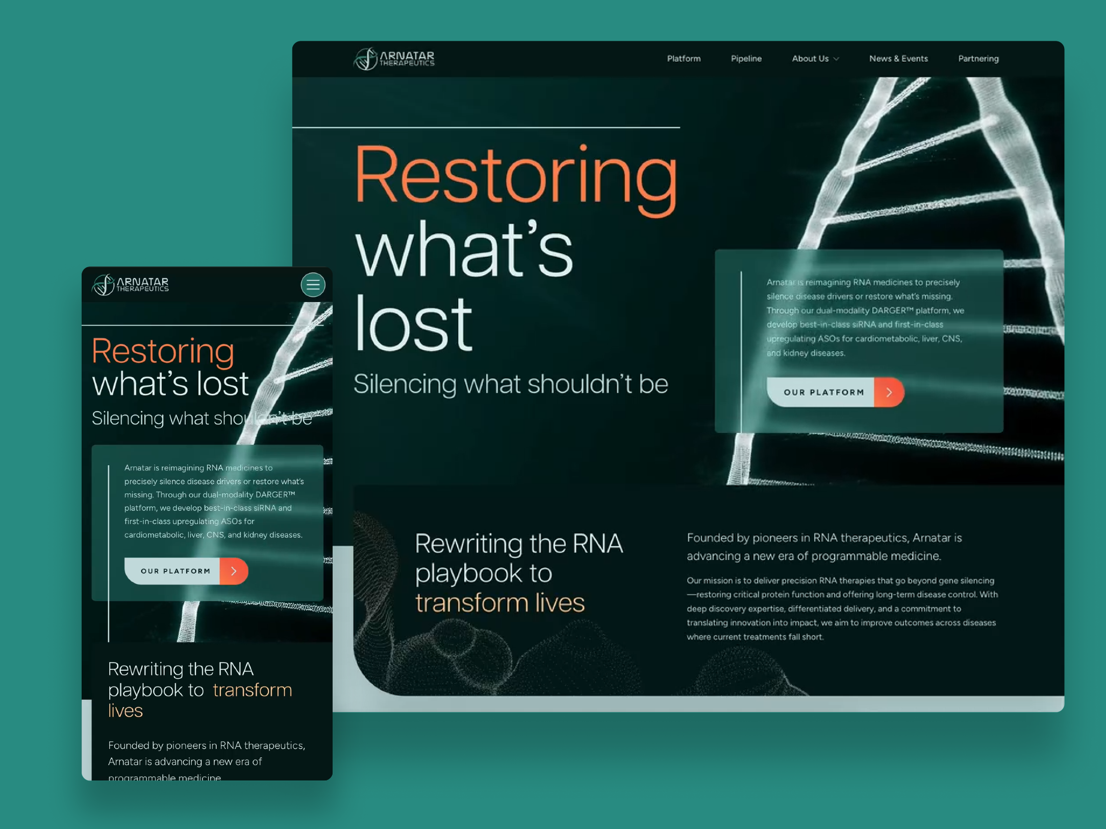 Arnatar Therapeutics UI & Brand biotech branding design graphic design illustration mobile ui motion graphics science scientific illustration ui web design website