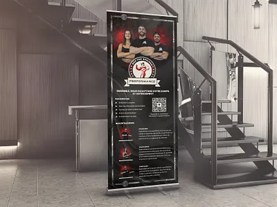 Performance Gym Sport Roll Up Banner, Flex Design charitybanner