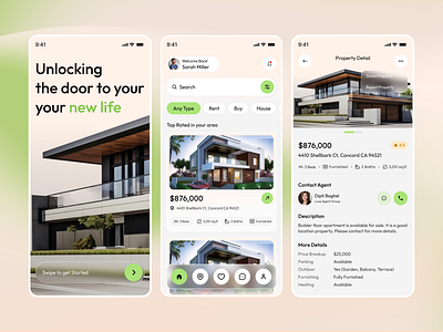 Real Estate Mobile App-Swan Design Agency appdesigninspiration cleandesign creativedesign dailyui designinspiration digitaldesign dribbbledesign homefinderapp homesearchapp interfacedesign mobileappdesign mobileappui modernuidesign propertyapp realestateapp realestateappui uidesign uiux userinterface