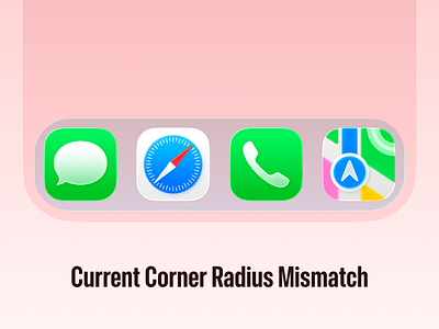 iOS 26 Dock Current Corner Radius Mismatch app icon apple border radius corner radius dock gradient home ios ios 26 mobile phone squircle ui ux
