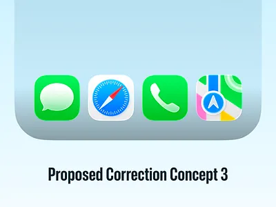 iOS 26 Dock Proposed Correction Concept 3 app icon apple border radius corner radius dock gradient home ios ios 26 mobile phone squircle ui ux