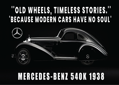 Mercedes-BENZ 540K 1938 (Trifold-Flyer) branding graphic design illu illustration typography vector