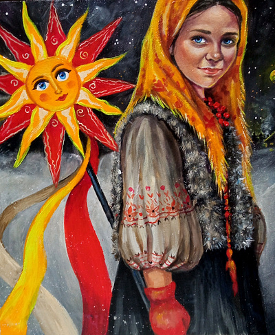 Original painting, Ukrainian girl Woman, national Ukraine art christmass girl hand painted paint painting tradition ukraine winter woman