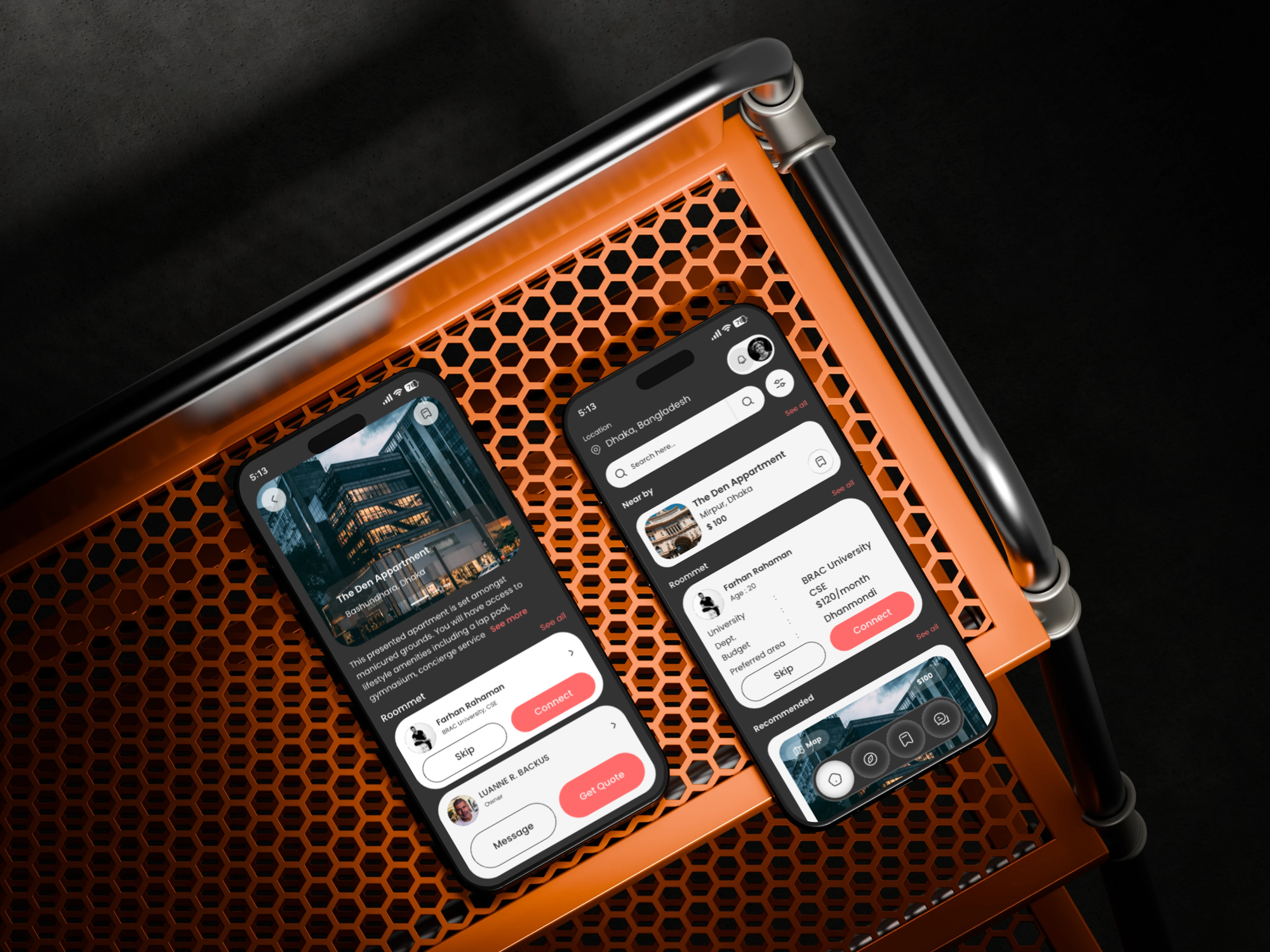 Student Roommate and Housing App – UI Concept 3d animation branding graphic design logo motion graphics ui