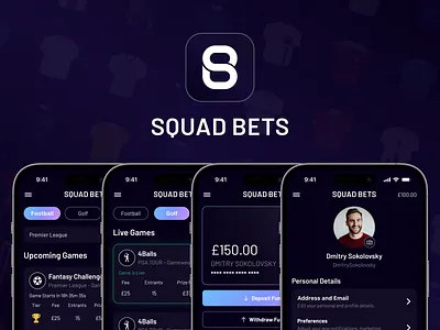 Squad Bets - Out Now! app app design brand clean design football friends golf graphic design product design racing simple sports sports betting squad ui ui design user interface ux ux design