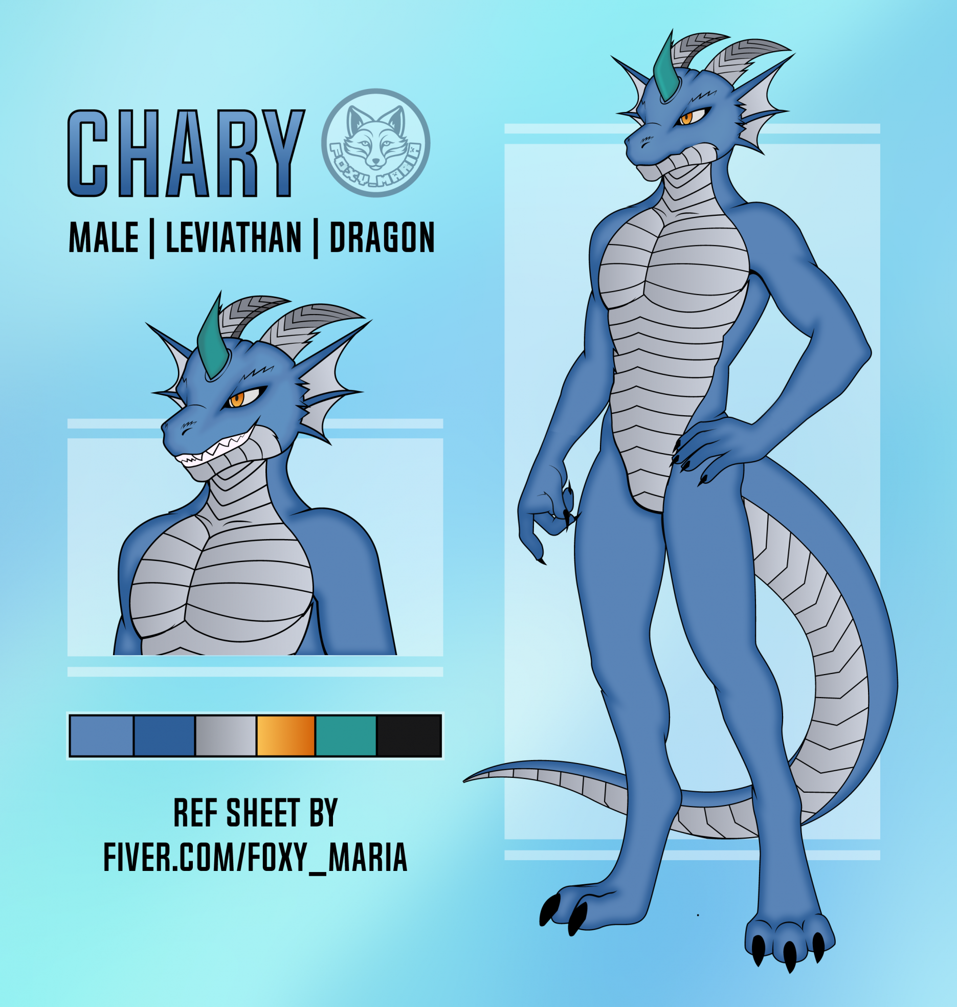 Leviathan Dragon Fursona Ref Sheet Finished original character