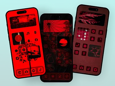 Red iPhone Home Screen Themes aesthetic app design figma icons iphone mobile red theme ui