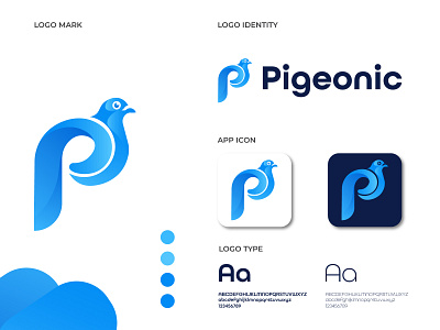 Pigeonic - Modern Software Company Logo & Brand Identity abstract mark app logo bird logo brand identity branding design corporate branding custom logo innovative identity lettermark logo concept logo design minimalist logo pigeon logo sleek design software branding software logo startup branding tech logo tech startup visual identity