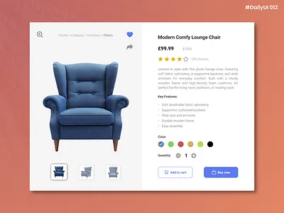 Daily UI #012 - E-Commerce Shop (Single Item) ai branding cart chair daily daily 100 challenge daily ui daily ui 012 dailyui design e commerce ecom graphic design illustration logo money shop shopping ui ux