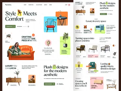 Nestora - Website Design for Interior Furniture architecture art ecommerce furniture home home decor home design homepage interior interiors landing page living room mebel sophistication uiux web design web interface design website website design wood work